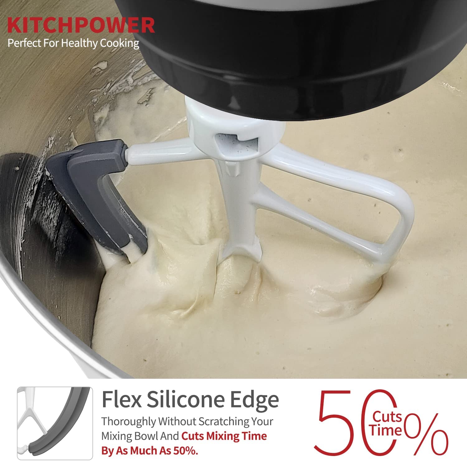 Flex Edge Beater for KitchenAid Mixer 4.5-5 QT Tilt-Head Stand Mixer  Attachments, Mixer Paddle with Flexible Silicone Edges Bowl Scraper