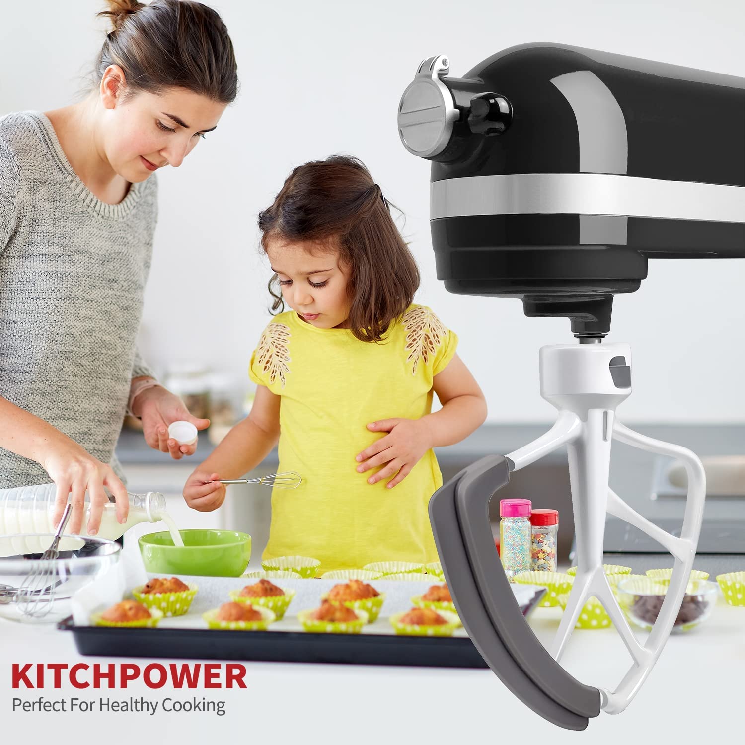  KITCHPOWER 4.5-5 Quart Flex Edge Beater for KitchenAid Tilt-Head  Stand Mixers White: Home & Kitchen